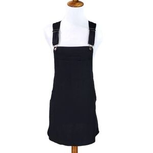 Skirtalls Black Linen Blend Size 4 Pockets Overall Dress Jumper Coastal Cowgirl